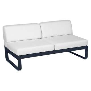 Fermob - BELLEVIE 2 Sitzer Modul Mitte - 92 Abysseblau - 81 weißgrau