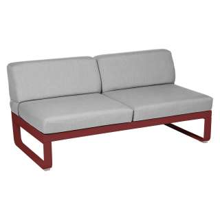 Fermob - BELLEVIE 2 Sitzer Modul Mitte - 43 Chili matt - 79 flanellgrau