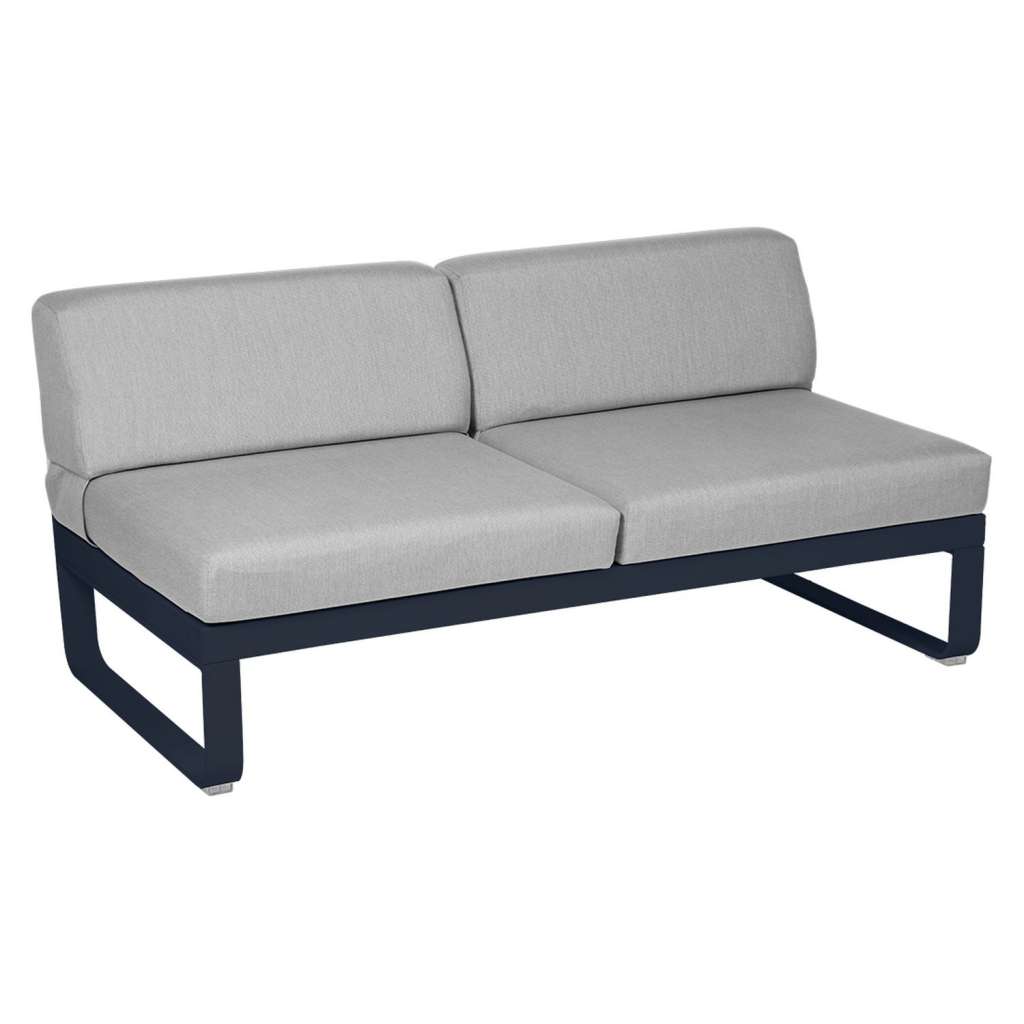 Fermob - BELLEVIE 2 Sitzer Modul Mitte - 92 Abysseblau - 79 flanellgrau