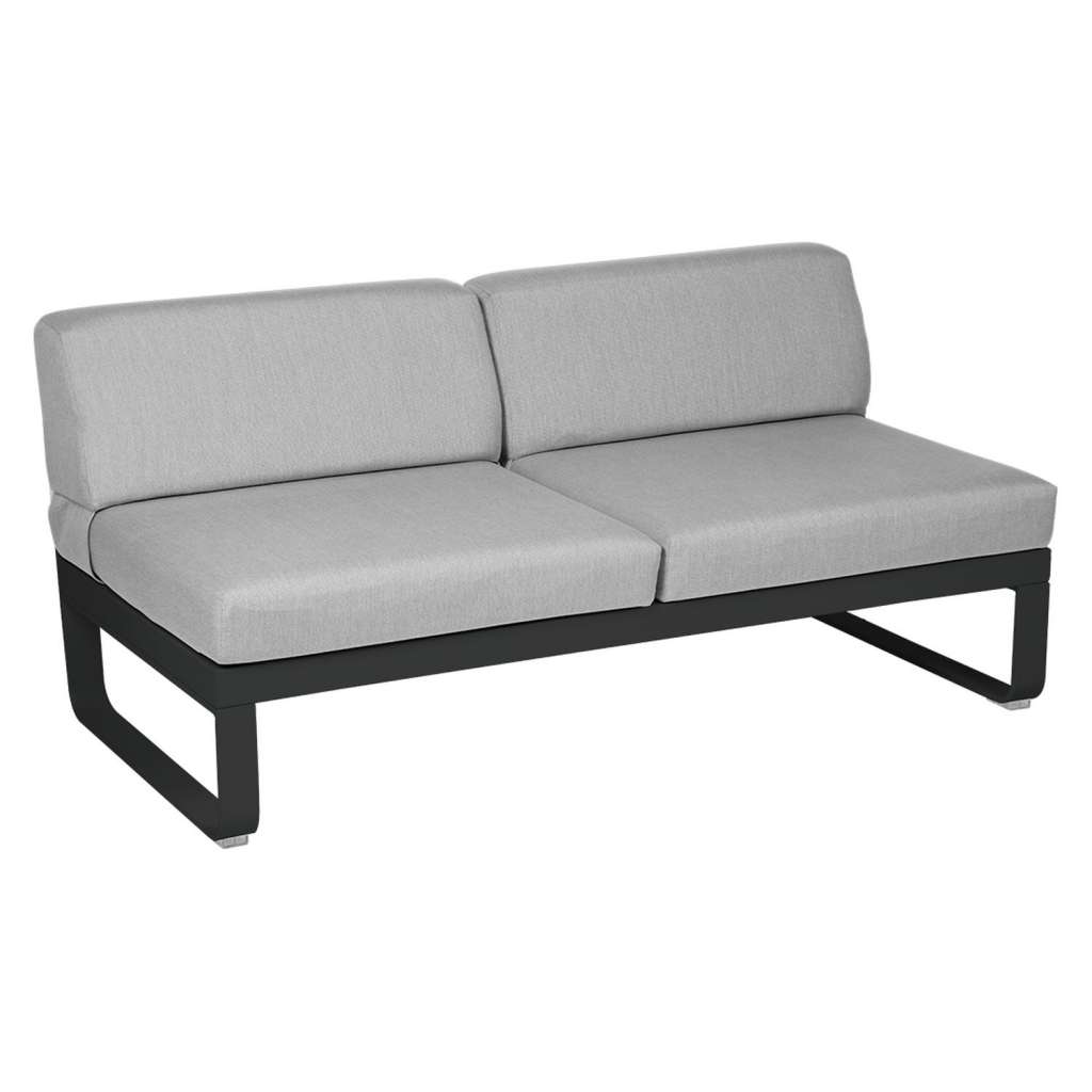 Fermob - BELLEVIE 2 Sitzer Modul Mitte - 42 Lakritze matt - 79 flanellgrau