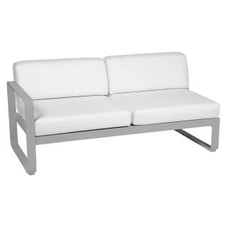 Fermob - BELLEVIE 2 Sitzer Modul Links - 38 Metallgrau satiniert - 81 weißgrau