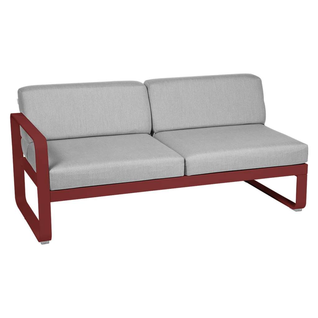 Fermob - BELLEVIE 2 Sitzer Modul Links - 43 Chili matt - 79 flanellgrau