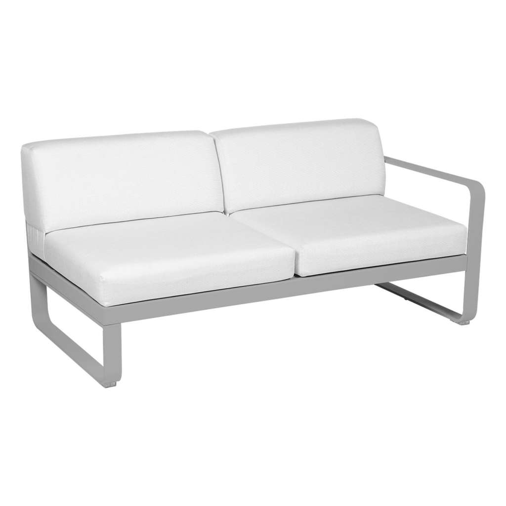 Fermob - BELLEVIE 2 Sitzer Modul Rechts - 38 Metallgrau satiniert - 81 weißgrau