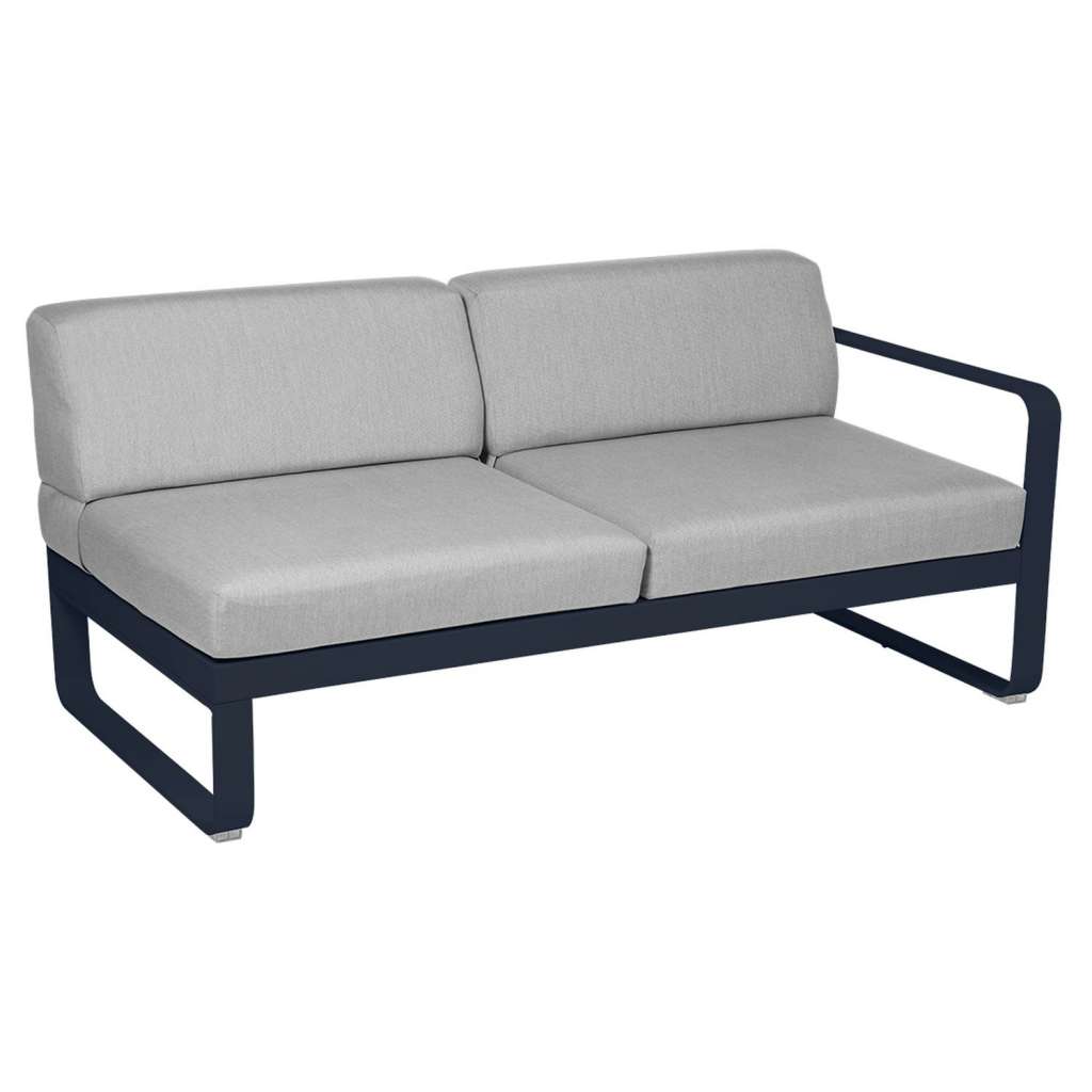 Fermob - BELLEVIE 2 Sitzer Modul Rechts - 92 Abysseblau - 79 flanellgrau