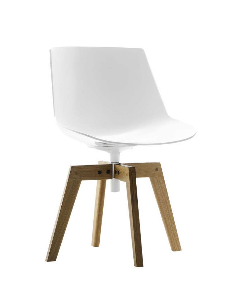 MDF Italia - Flow Stuhl - weiß - Beine Eiche natur - Gestell weiß - indoor