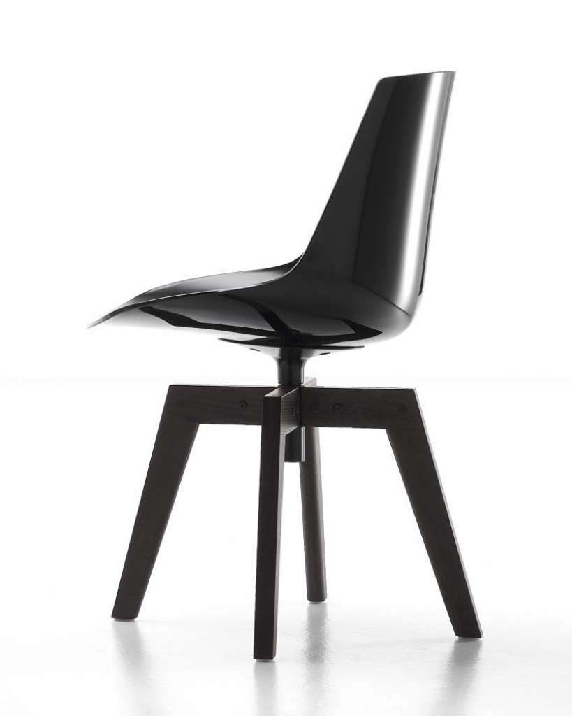 MDF Italia - Flow Stuhl - schwarz - Beine Eiche braun lasiert - Gestell graphitgrau - indoor