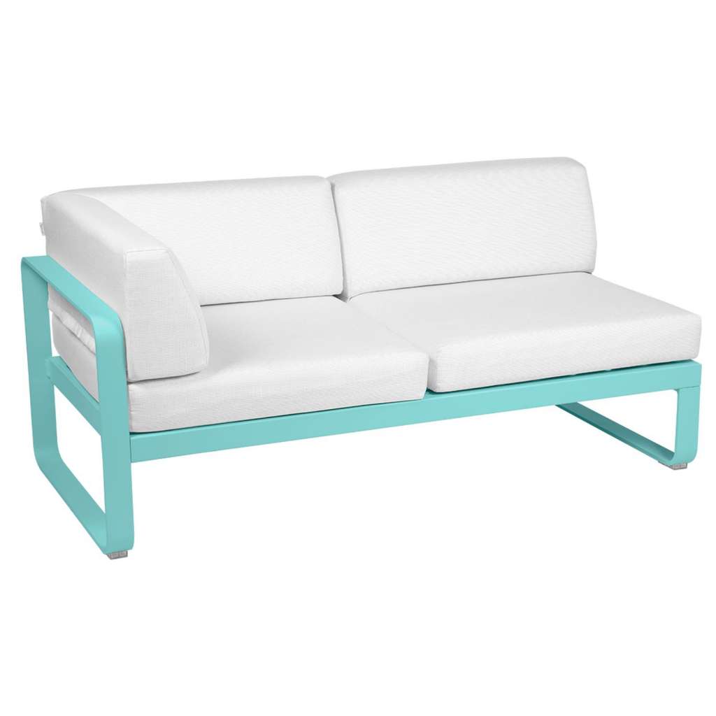 Fermob - BELLEVIE Eckmodul Links - 46 Lagunenblau satiniert - 81 weißgrau