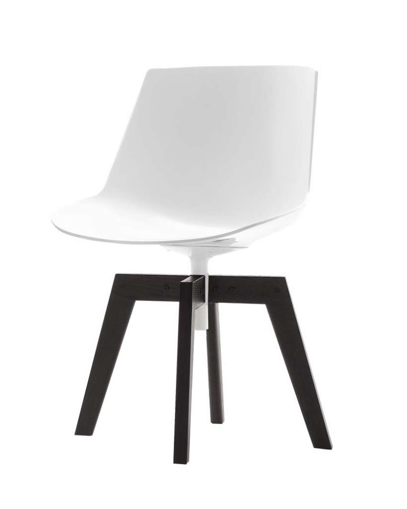 MDF Italia - Flow Stuhl - weiß - Beine Eiche braun lasiert - Gestell weiß - indoor