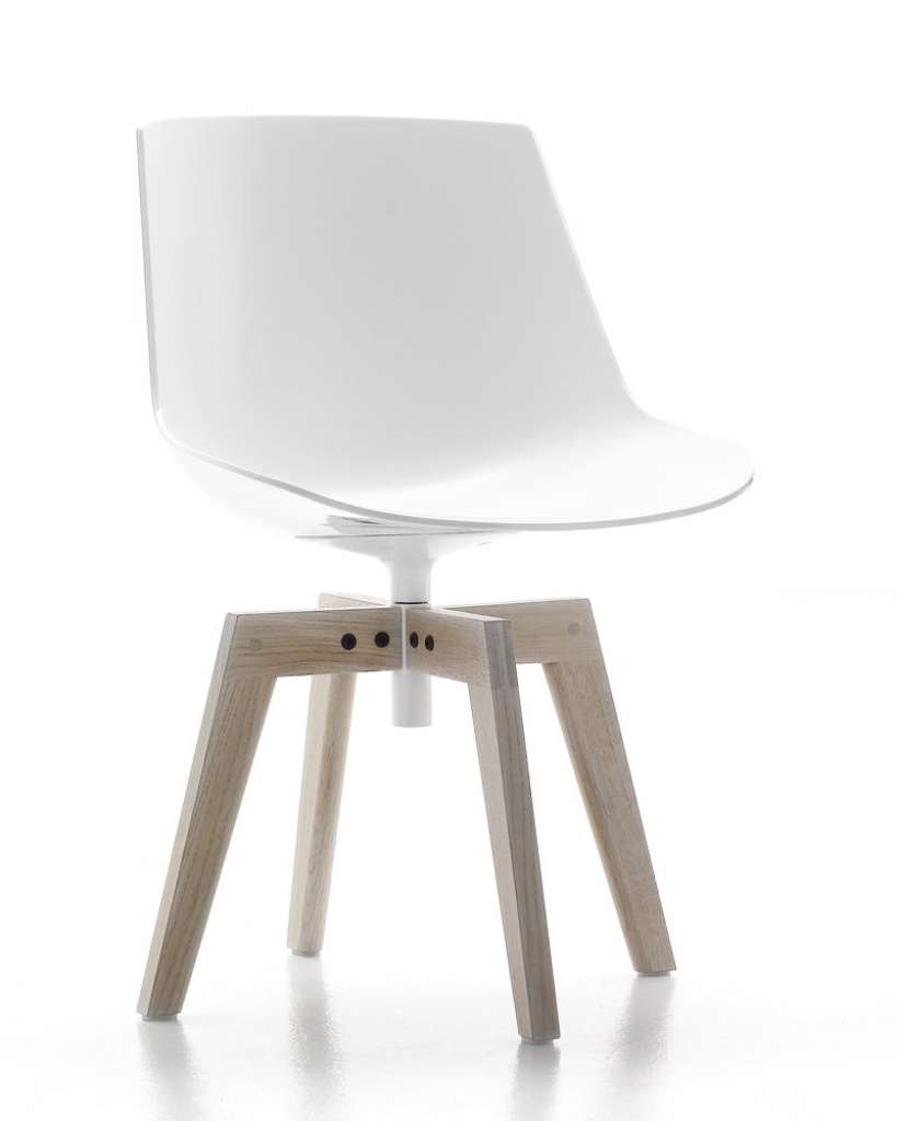 MDF Italia - Flow Stuhl - weiß - Beine Eiche gebleicht - Gestell weiß - indoor