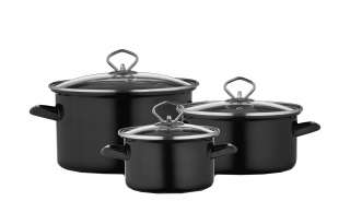 KHG Topfset, 3-teilig  Atlas ¦ schwarz Töpfe & Pfannen & Zubehör > Topf und Pfannen-Sets - Höffner
