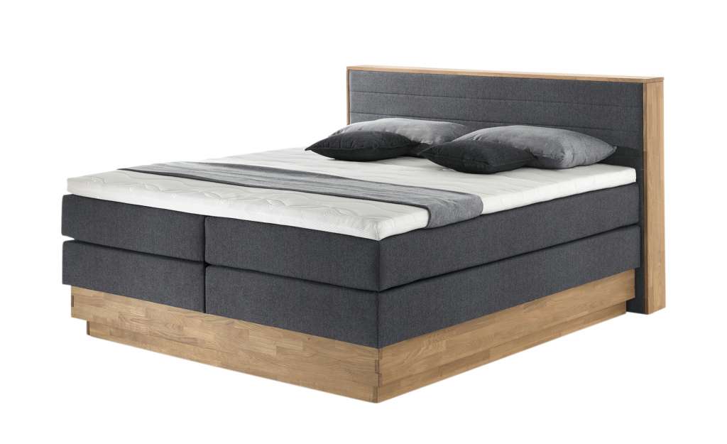 uno Massivholz-Boxspringbett mit Bettkasten Morgan ¦ grau Betten > Boxspringbetten > Boxspringbetten 160x200 - Höffner