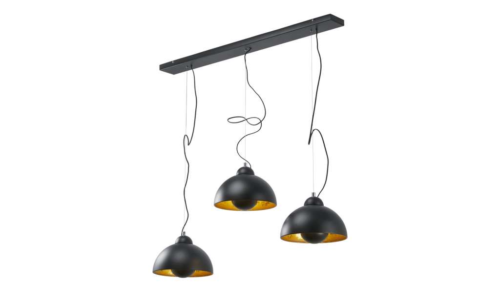 KHG Pendelleuchte, 3-flammig, schwarz/goldfarben ¦ schwarz Lampen & Leuchten > Innenleuchten > Pendelleuchten - Höffner