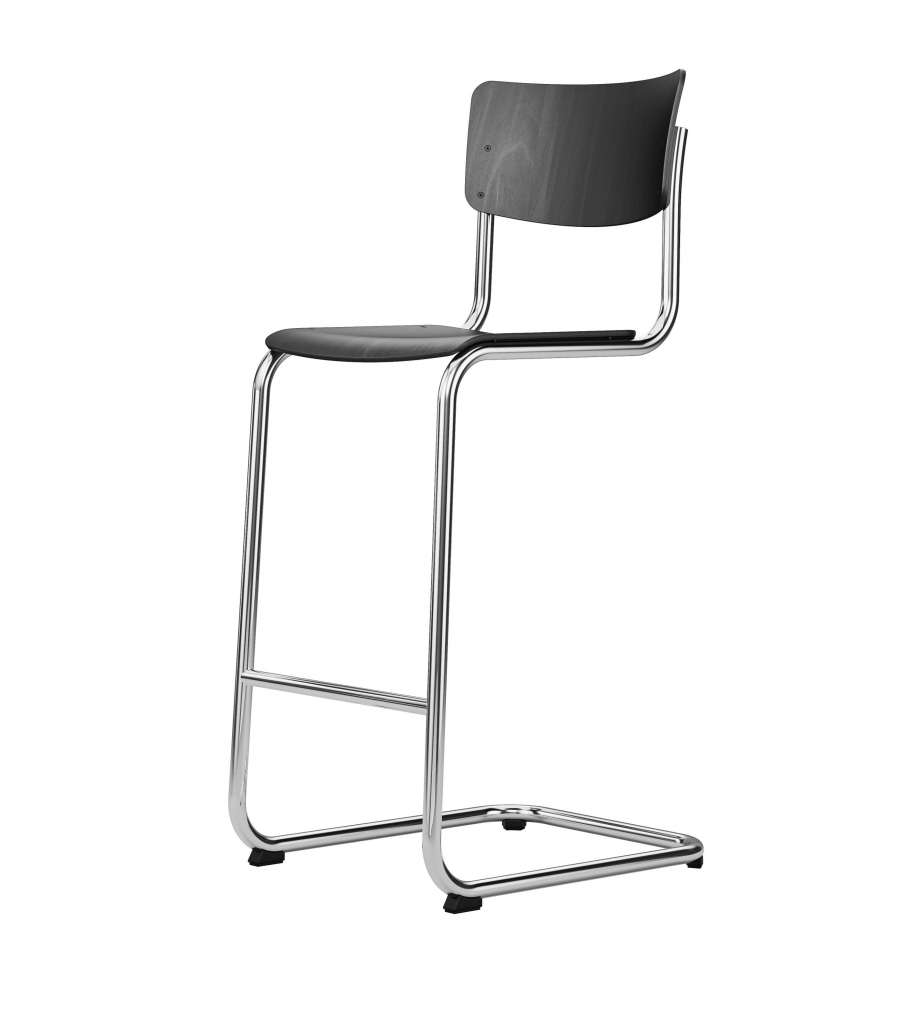 Thonet - S 43 H Barhocker - Buche schwarz gebeizt