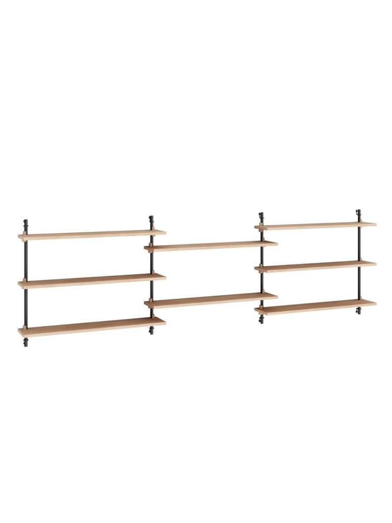 Moebe - Wall Shelving triple - Oak, black