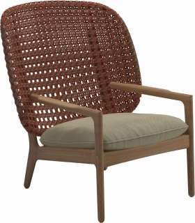 Gloster - Kay Lounge Sessel High Back - Geflecht: Copper - Kissen: - Robben Lichen