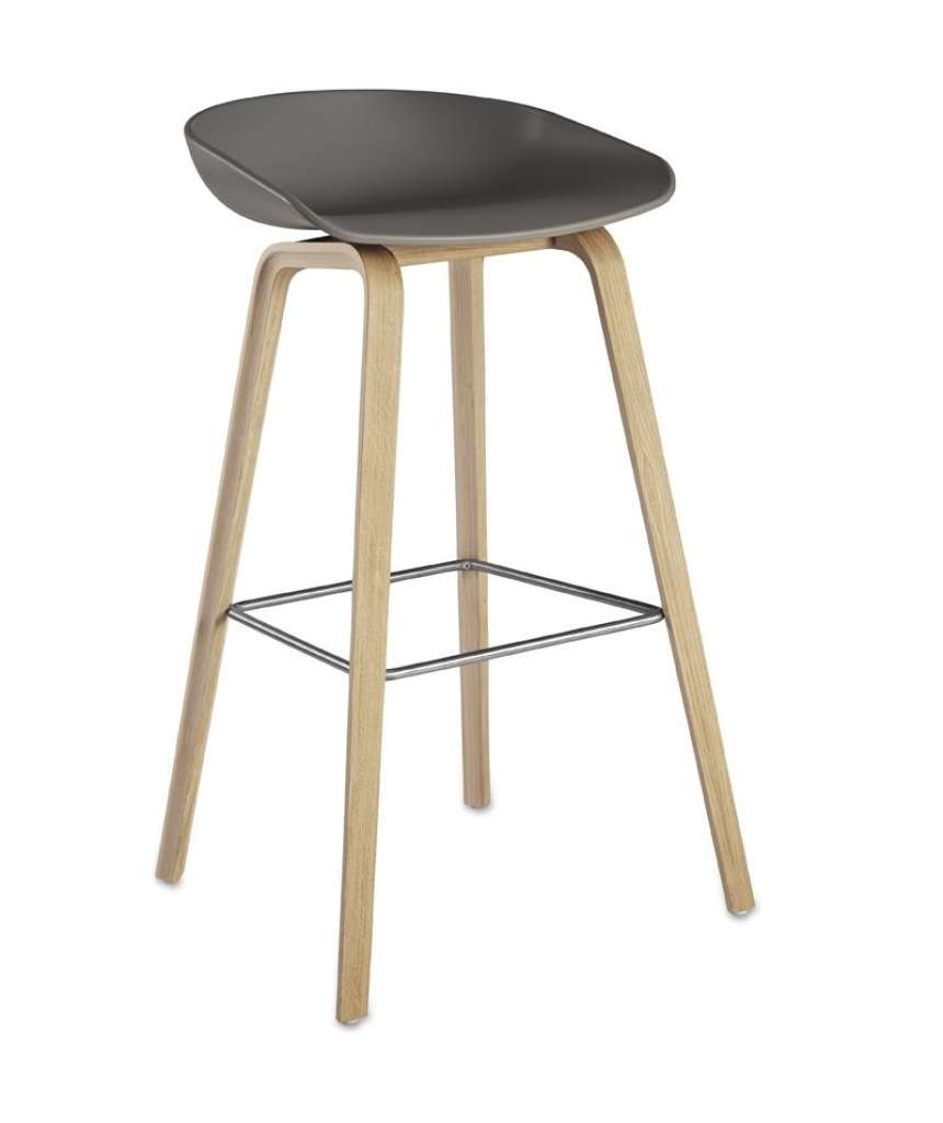 HAY - About a Stool AAS 32 - grau - Eiche matt lackiert - H 85 cm - Fußbank schwarz