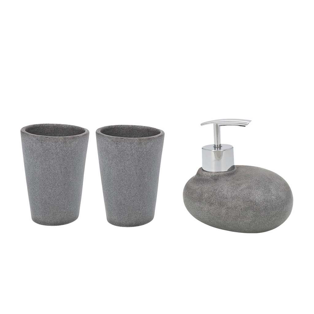 home24 Bad-Accessoire-Set Pebble Stone(3-tlg.)
