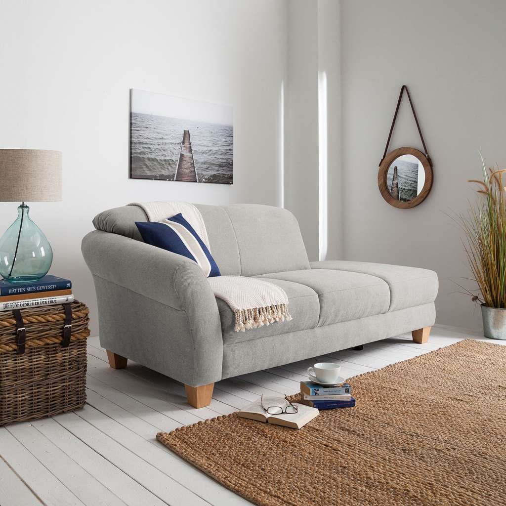 home24 Ars Natura Recamiere Cebu Silbergrau Webstoff 194x84x91 cm