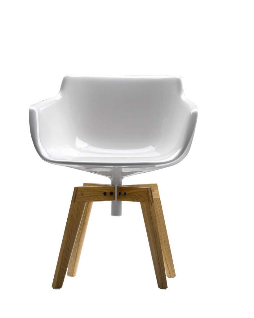 MDF Italia - Flow Armlehndrehstuhl - weiß - Gestell Eiche natur - indoor