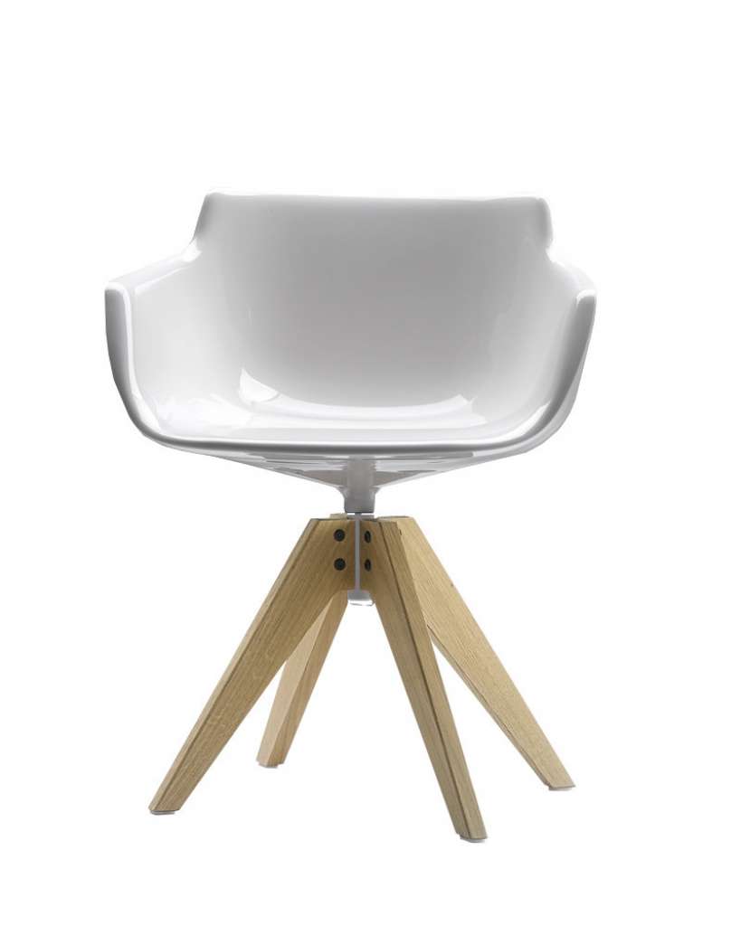 MDF Italia - Flow Slim Armlehndrehstuhl VN - weiß - Eiche natur - indoor