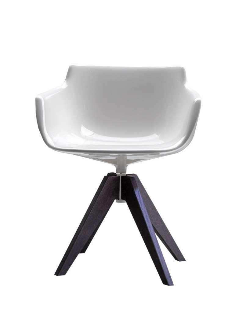 MDF Italia - Flow Slim Armlehndrehstuhl VN - weiß - Eiche braun lasiert - indoor