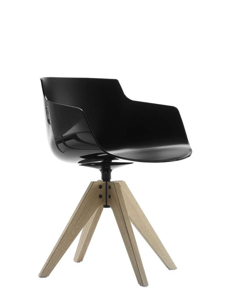 MDF Italia - Flow Slim Armlehndrehstuhl VN - schwarz - Eiche gebleicht - indoor