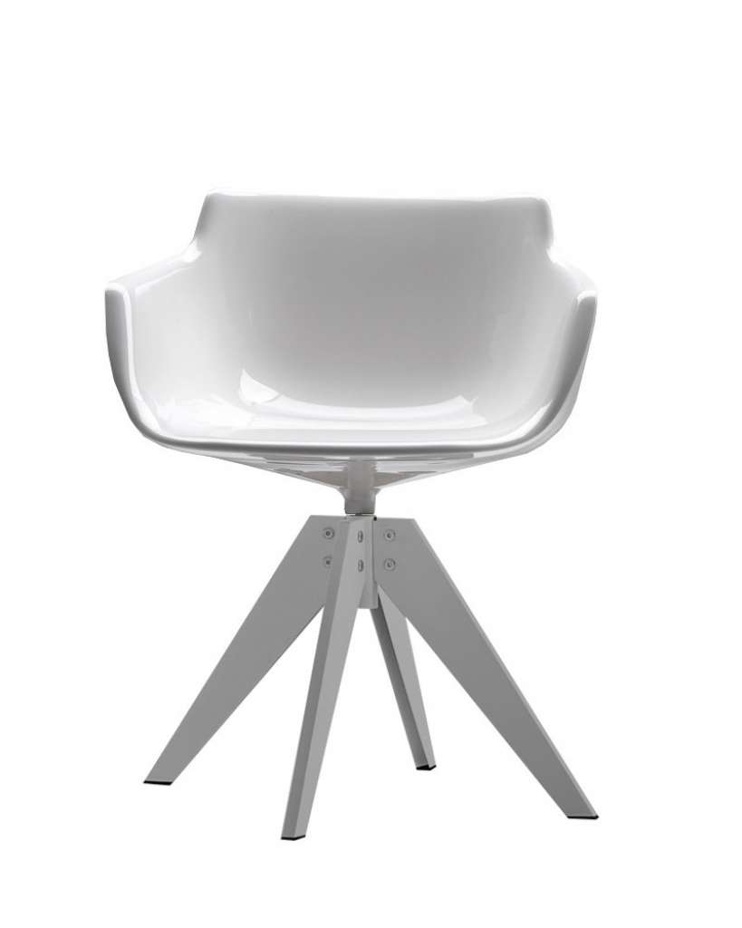 MDF Italia - Flow Slim Armlehndrehstuhl VN Stahlgestell - weiß - indoor