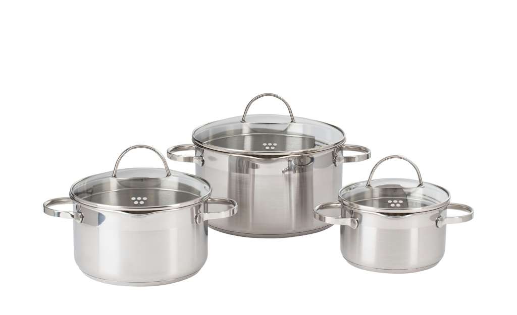 KHG Topfset, 3-teilig  Gina ¦ silber ¦ Edelstahl Töpfe & Pfannen & Zubehör > Topf und Pfannen-Sets - Höffner