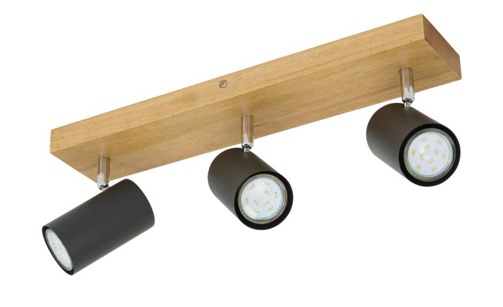 Trio Deckenspot, 3-flammig, schwarz / Eiche ¦ schwarz Lampen & Leuchten > Innenleuchten > Deckenleuchten - Höffner
