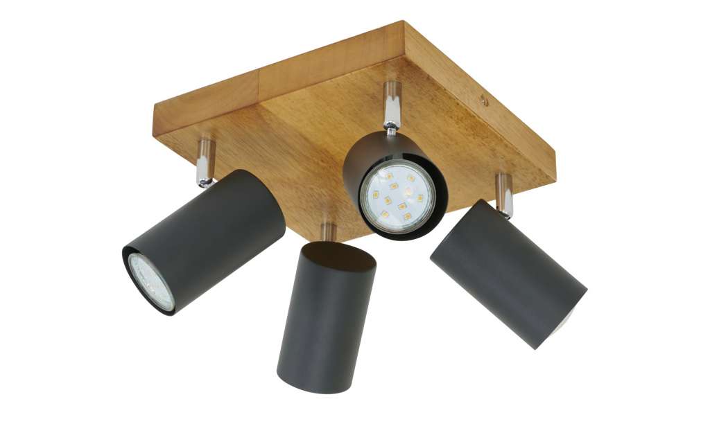 Trio Deckenspot, 4-flammig, schwarz / Eiche ¦ schwarz Lampen & Leuchten > Innenleuchten > Deckenleuchten - Höffner