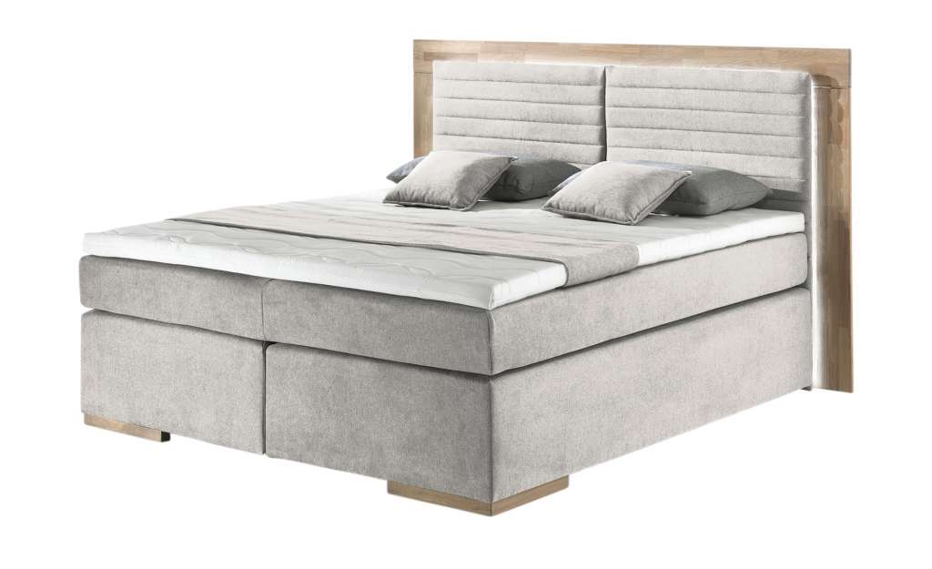 uno Massivholz-Boxspringbett mit LED-Beleuchtung Marlow ¦ beige Betten > Boxspringbetten > Boxspringbetten 200x200 - Höffner