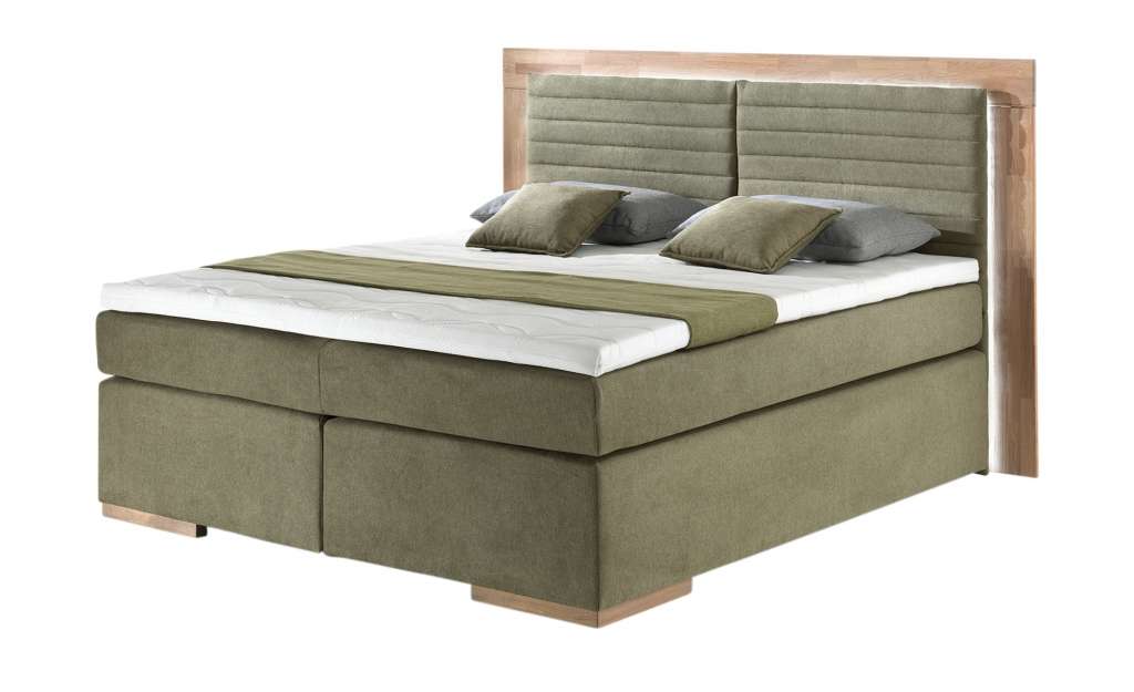 uno Massivholz-Boxspringbett mit LED-Beleuchtung Marlow ¦ grün Betten > Boxspringbetten > Boxspringbetten 200x200 - Höffner