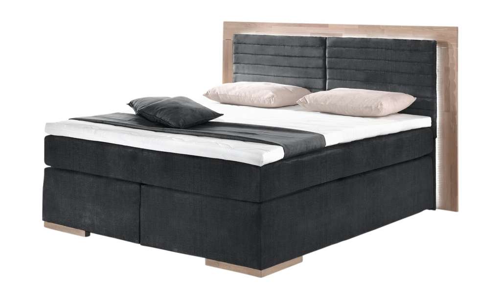 uno Massivholz-Boxspringbett mit LED-Beleuchtung Marlow 2 ¦ grau Betten > Boxspringbetten > Boxspringbetten 200x200 - Höffner