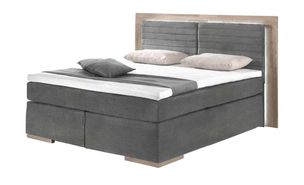 uno Massivholz-Boxspringbett mit LED-Beleuchtung Marlow 2 ¦ grau Betten > Boxspringbetten > Boxspringbetten 200x200 - Höffner