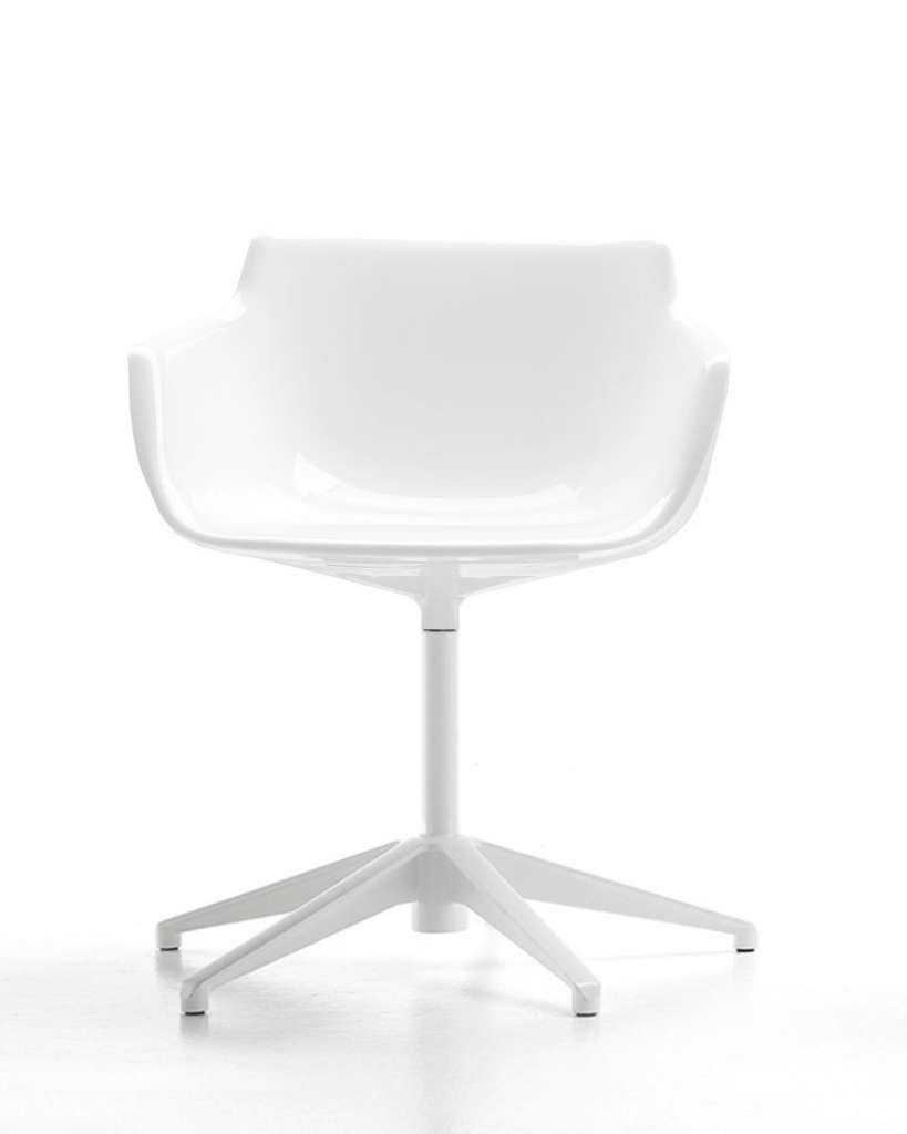 MDF Italia - Flow Slim Armlehndrehstuhl 5 Sternfuß - weiß - feststehend - indoor