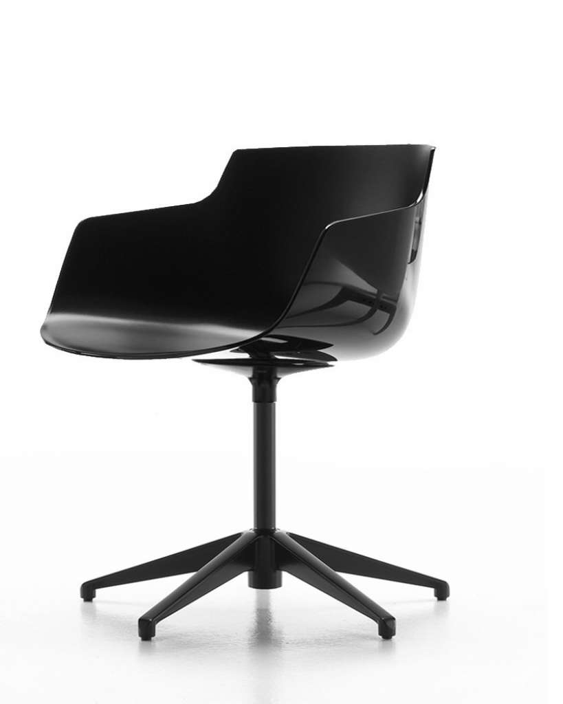 MDF Italia - Flow Slim Armlehndrehstuhl 5 Sternfuß - schwarz - feststehend - indoor
