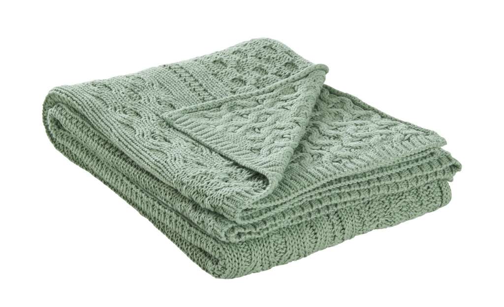 LAVIDA Strick Plaid  Finja ¦ grün ¦ Baumwolle, 100% Baumwolle Heimtextilien > Kuscheldecken - Höffner