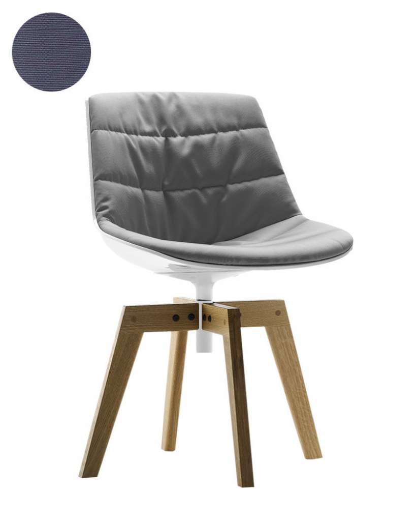 MDF Italia - Flow Drehstuhl gepolstert - Manila 770 taubengrau - Schale weiß - Gestell Eiche natur - indoor