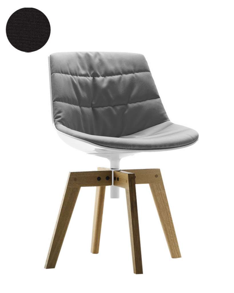 MDF Italia - Flow Drehstuhl gepolstert - Manila 662 anthrazit - Schale weiß - Gestell Eiche natur - indoor