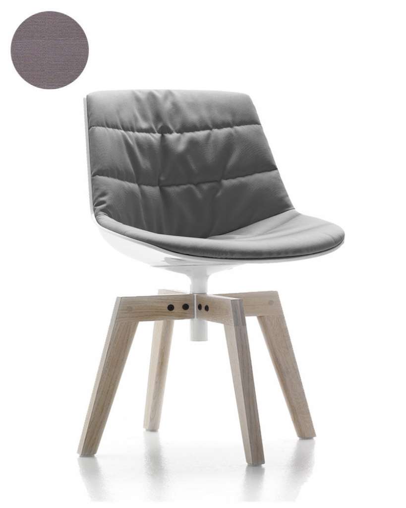 MDF Italia - Flow Drehstuhl gepolstert - Manila 254 aubergine - Schale weiß - Gestell Bleicheiche - indoor