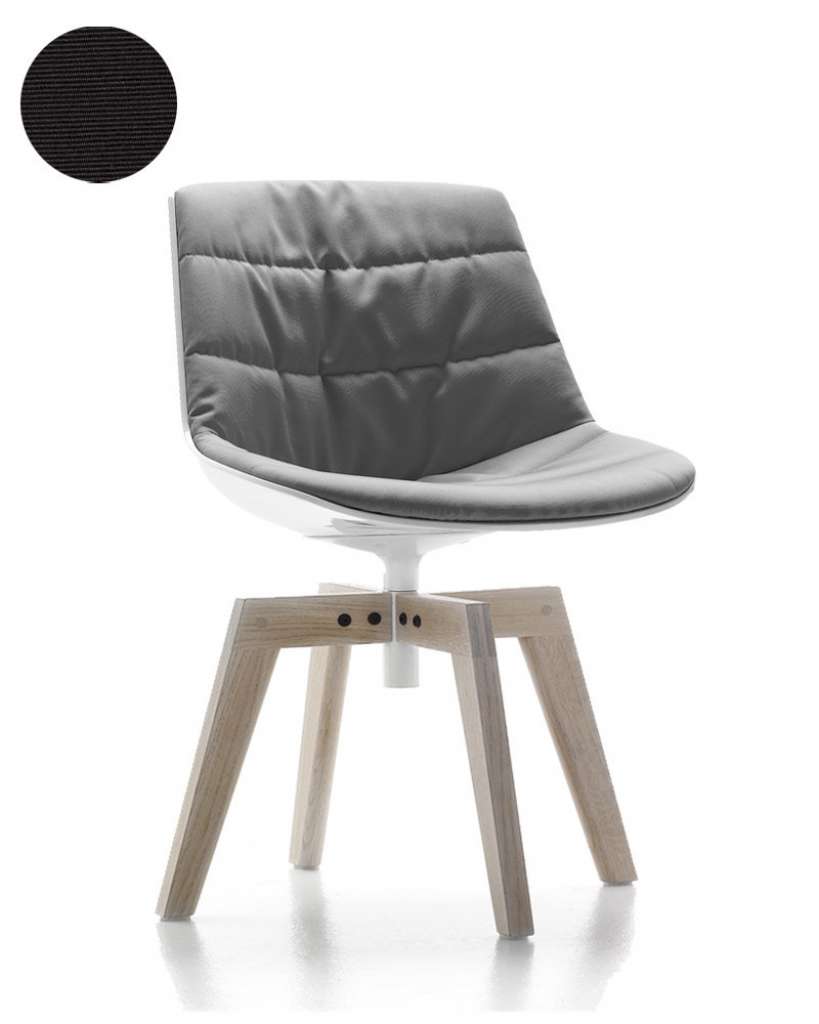 MDF Italia - Flow Drehstuhl gepolstert - Manila 662 anthrazit - Schale weiß - Gestell Bleicheiche - indoor