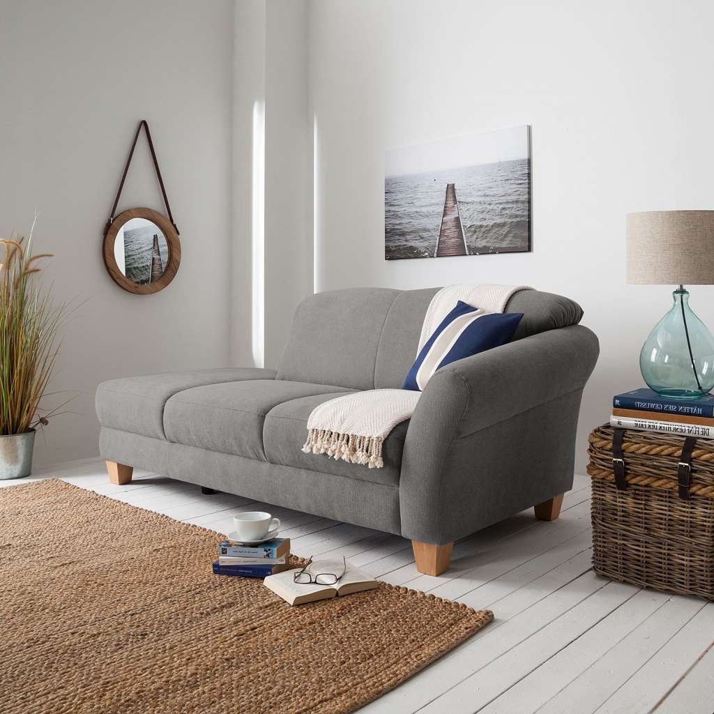home24 Ars Natura Recamiere Cebu Grau Webstoff 194x84x91 cm