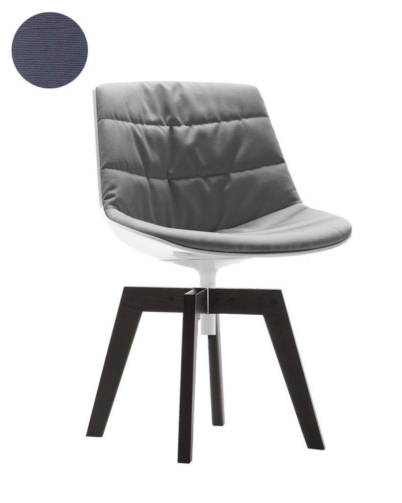 MDF Italia - Flow Drehstuhl gepolstert - Manila 770 taubengrau - Schale weiß - Gestell Brauneiche - indoor