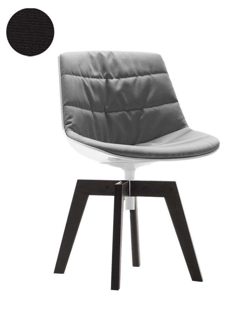 MDF Italia - Flow Drehstuhl gepolstert - Manila 662 anthrazit - Schale weiß - Gestell Brauneiche - indoor