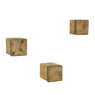 Deko Hängeregal Set aus Tanne Massivholz und Metall quadratisch (3-teilig)
