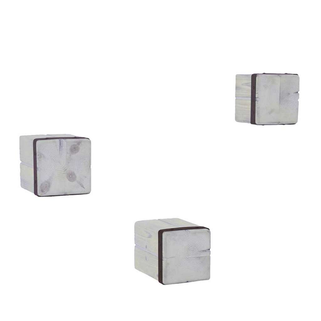 Deko Wandregal Set aus Tanne White Wash massiv Metall (3-teilig)