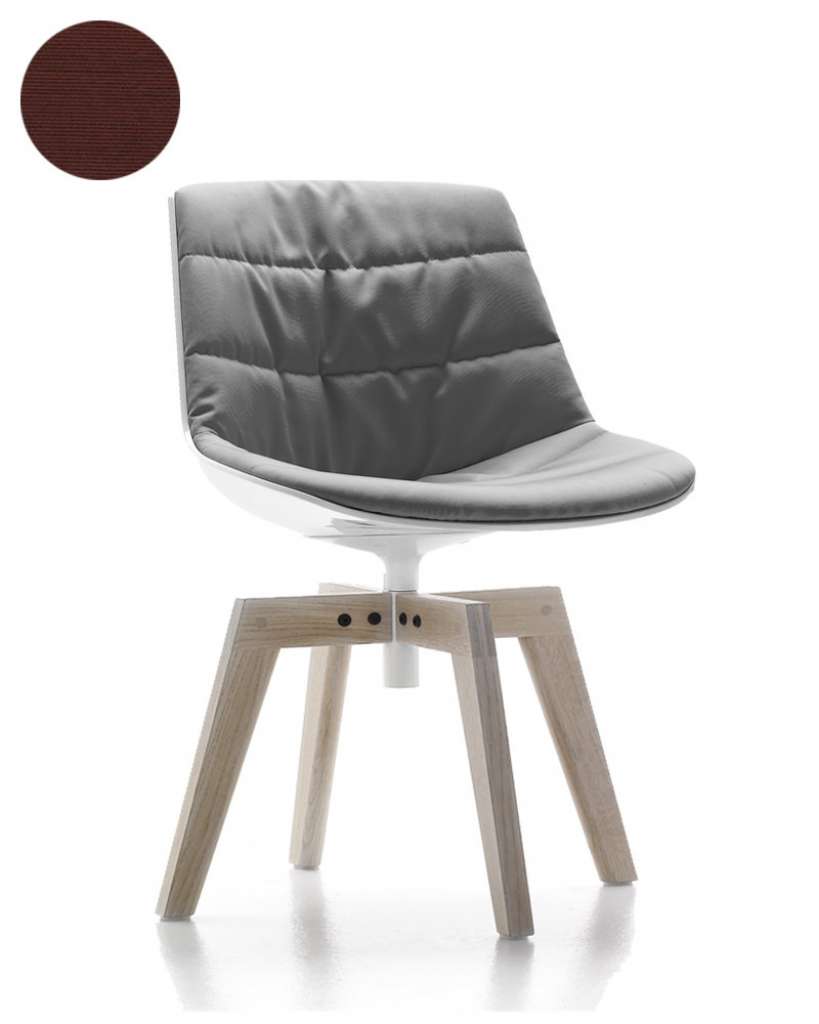 MDF Italia - Flow Drehstuhl gepolstert - Manila 654 bordeaux - Schale schwarz - Gestell Bleicheiche - indoor