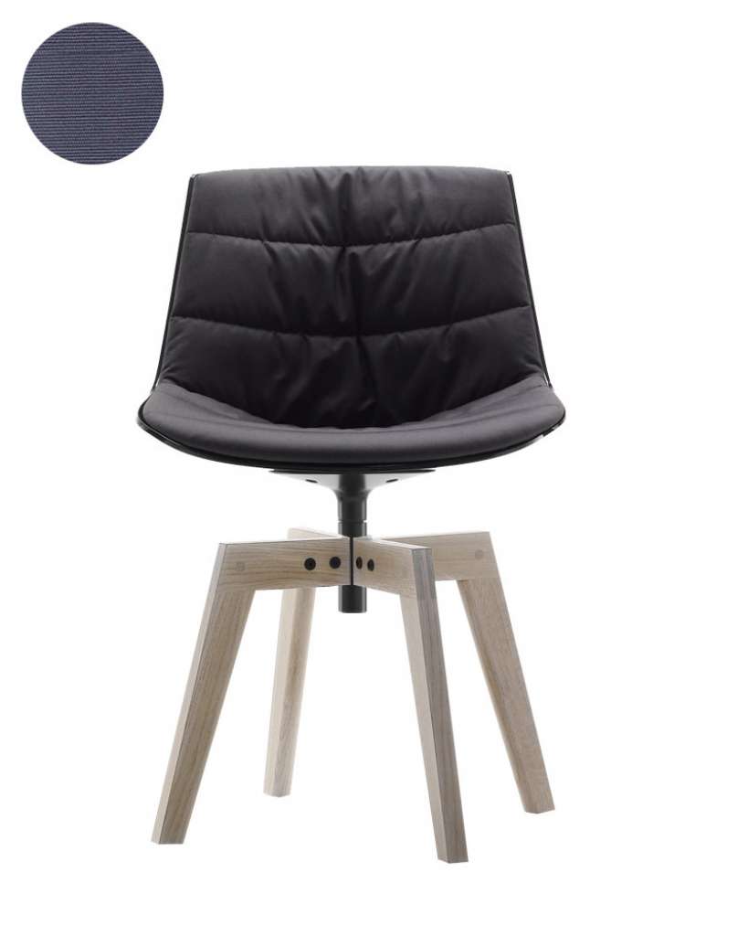 MDF Italia - Flow Drehstuhl gepolstert - Manila 770 taubengrau - Schale schwarz - Gestell Bleicheiche - indoor