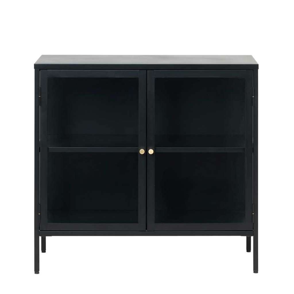 Wohnzimmer Vitrine in Schwarz 90 cm breit