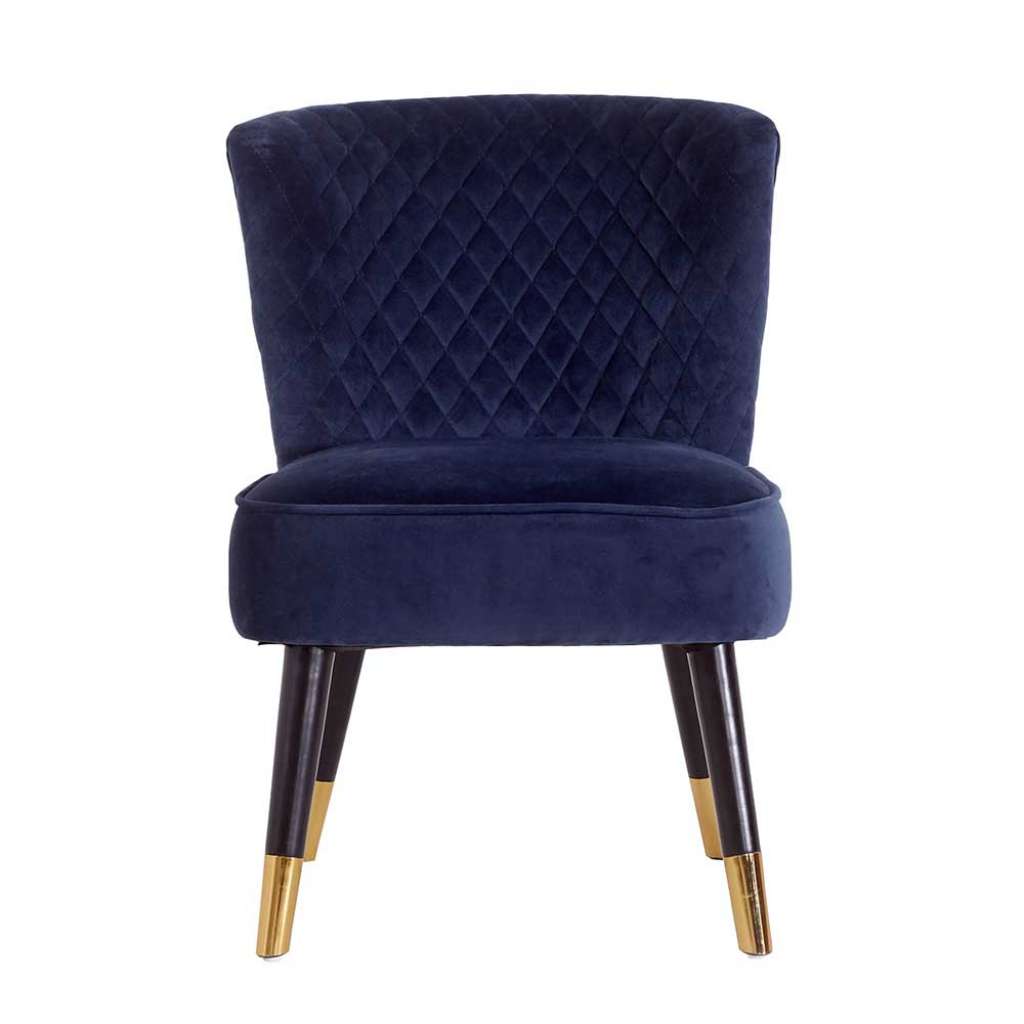 Esszimmer Sessel in Blau Samt Retrostil